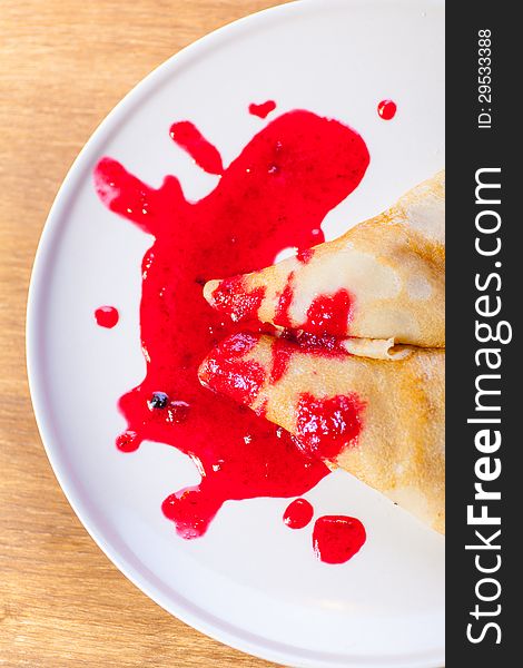 One fried pancake against the white background. See my other works in portfolio.