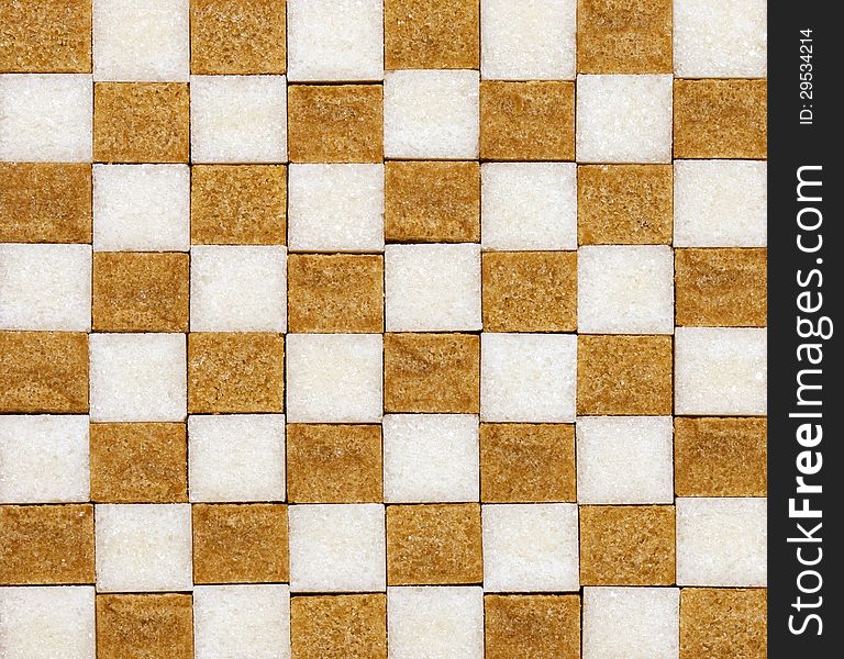 White and brown checkered sugar background. White and brown checkered sugar background