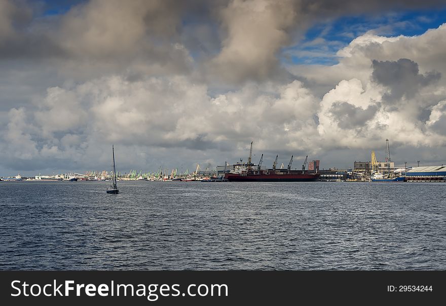 View on sea port of Klaipeda, Lithuania