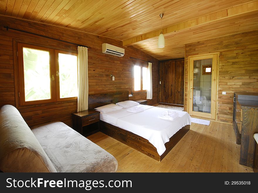 Wooden Hotel Bedroom