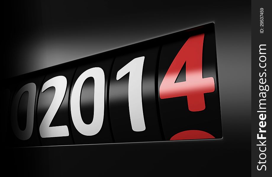 Counter number 2014 black new year. Counter number 2014 black new year