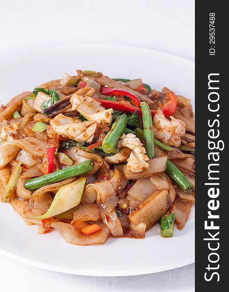 Flat Rice Noodle Stir Fried Withseafood.