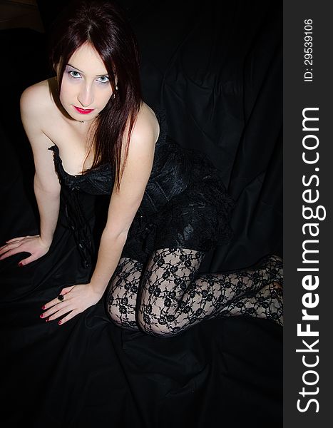 Portrait of teen in gothic corset. Portrait of teen in gothic corset
