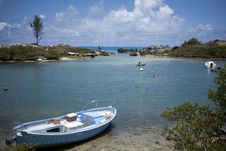Small Boat In Cove By The Ocean Royalty Free Stock Images Small Boat In Cove By The Ocean Royalty Free Stock Images