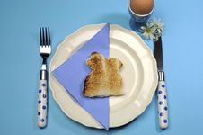 Blue Theme Happy Easter Breakfast Table With Bunny Rabbit Toast Royalty Free Stock Photos Blue Theme Happy Easter Breakfast Table With Bunny Rabbit Toast Royalty Free Stock Photos