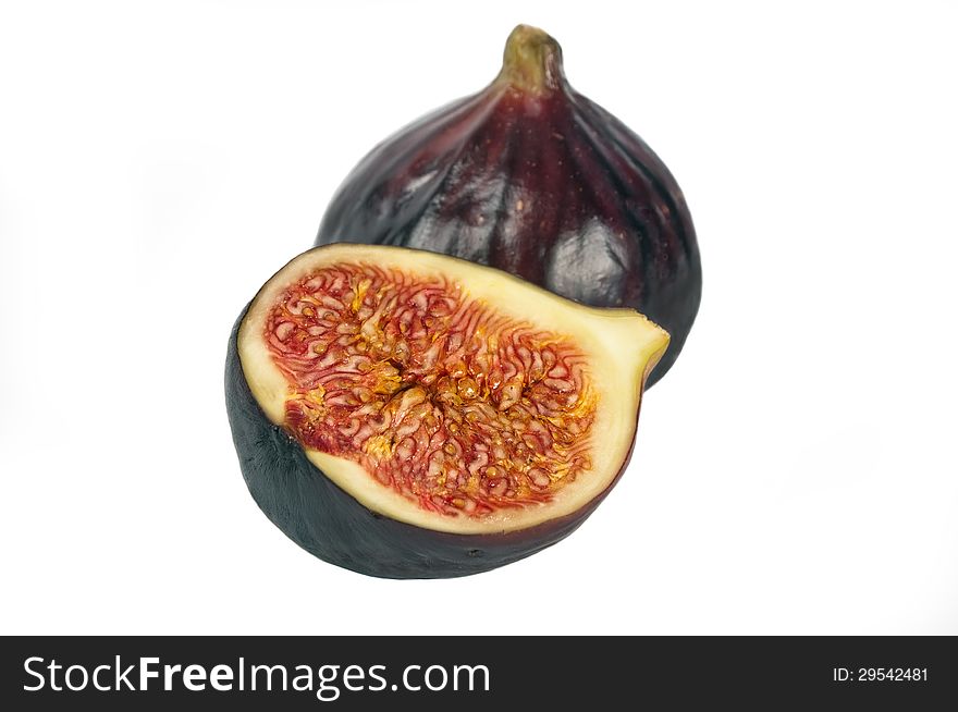 Figs with half cut isolated on white