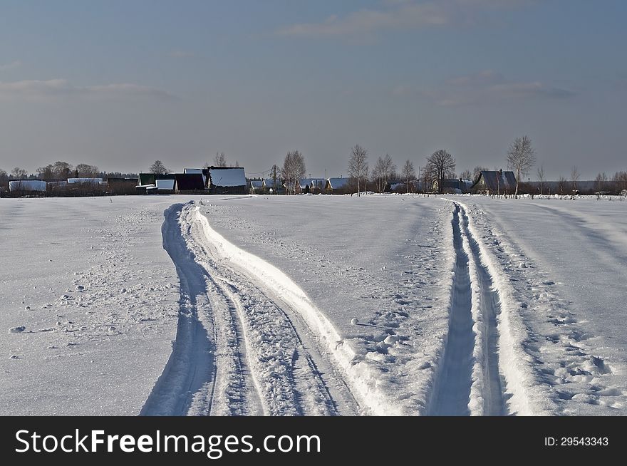 Snowmobile Trails In The Countryside