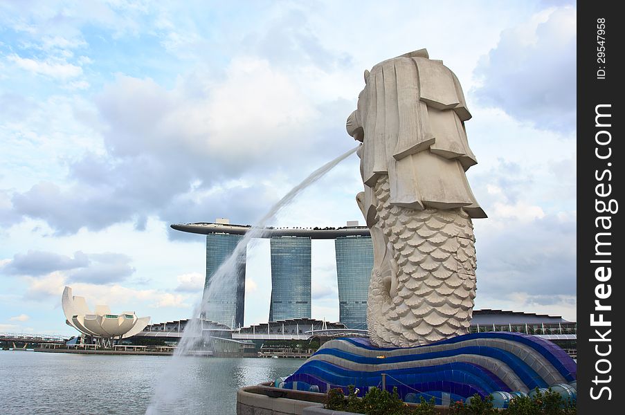 Merlion in merlion park at singapore. Merlion in merlion park at singapore