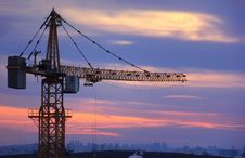 Building Crane At Sunset Royalty Free Stock Photos Building Crane At Sunset Royalty Free Stock Photos