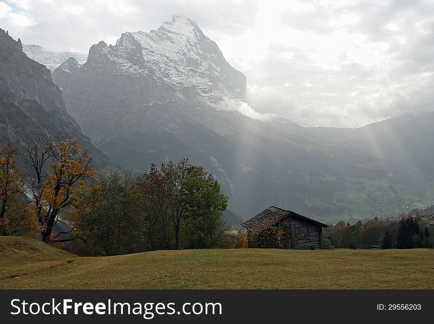 Autumn With View On The Eiger, Grindelwald Valley