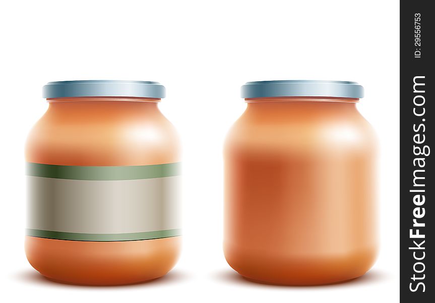Two jars of jam and cream as  illustration. Two jars of jam and cream as  illustration