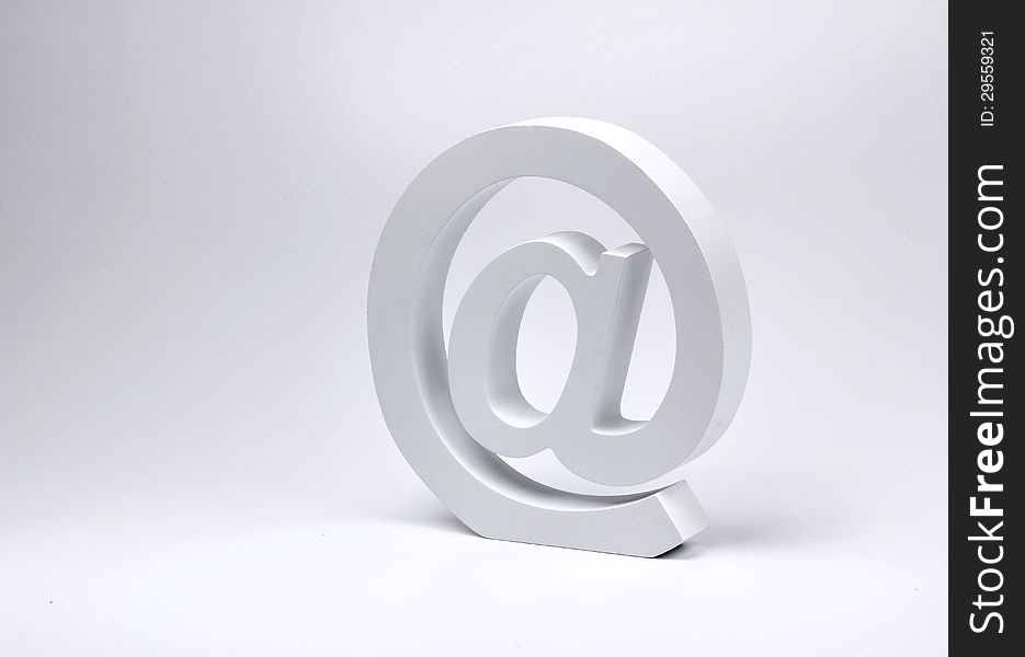 Realistic e-mail @ sign block letter email symbol. Realistic e-mail @ sign block letter email symbol