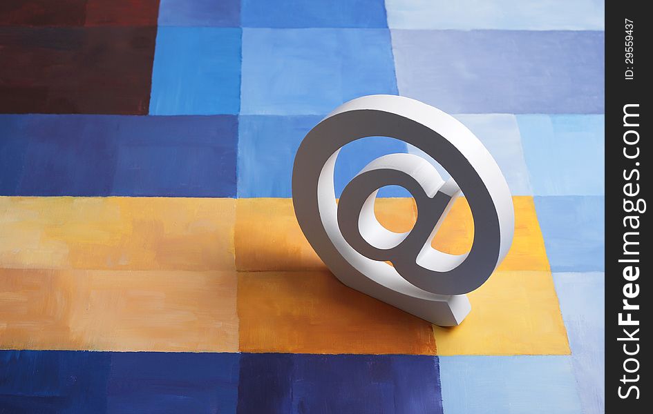 Realistic e-mail @ sign block letter email symbol. Realistic e-mail @ sign block letter email symbol