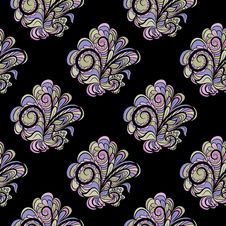 Seamless Floral Pattern At Black Background Royalty Free Stock Photos