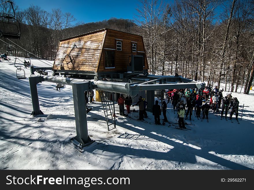 Sunny day at the north carolina skiing resort in february. Sunny day at the north carolina skiing resort in february