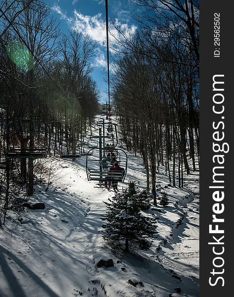 Sunny day at the north carolina skiing resort in february. Sunny day at the north carolina skiing resort in february