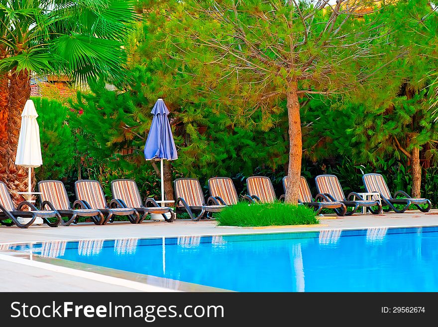 Swimming pool at hotel recreation area