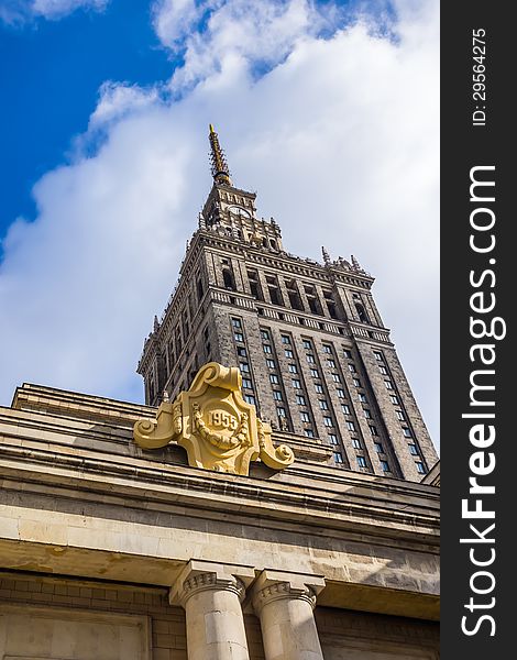 Palace of Culture and Science, best known landmark of Warsaw, on March 01, 2013. Built in socialism realism style, as a gift for Poland from USSR in the middle of fifties of 20th century.