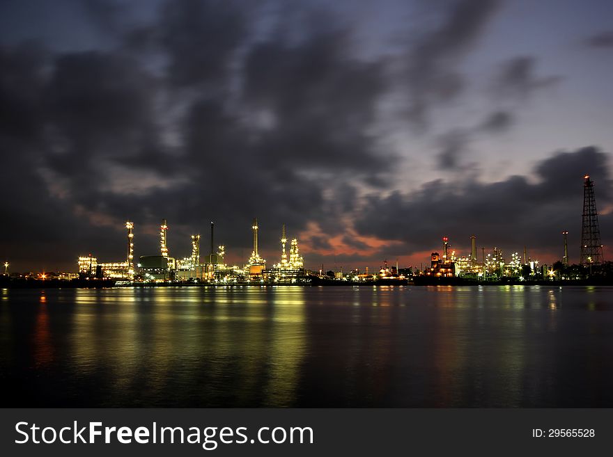 Oil Refinery At Twilight