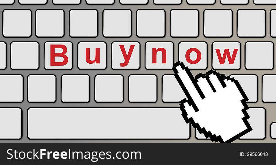 Buy now text on a computer keyboard