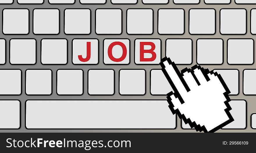 Job text on a computer keyboard