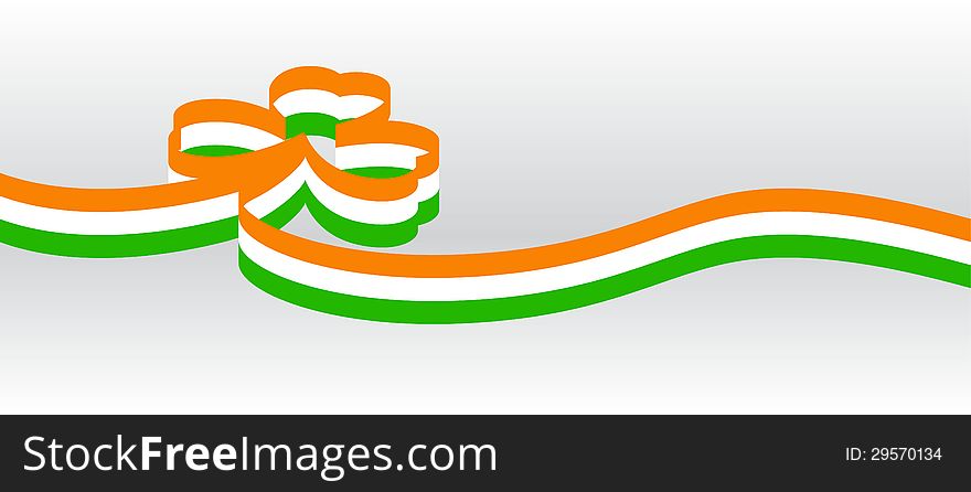 Ribbon with the colors in the flag of Ireland. Ribbon with the colors in the flag of Ireland