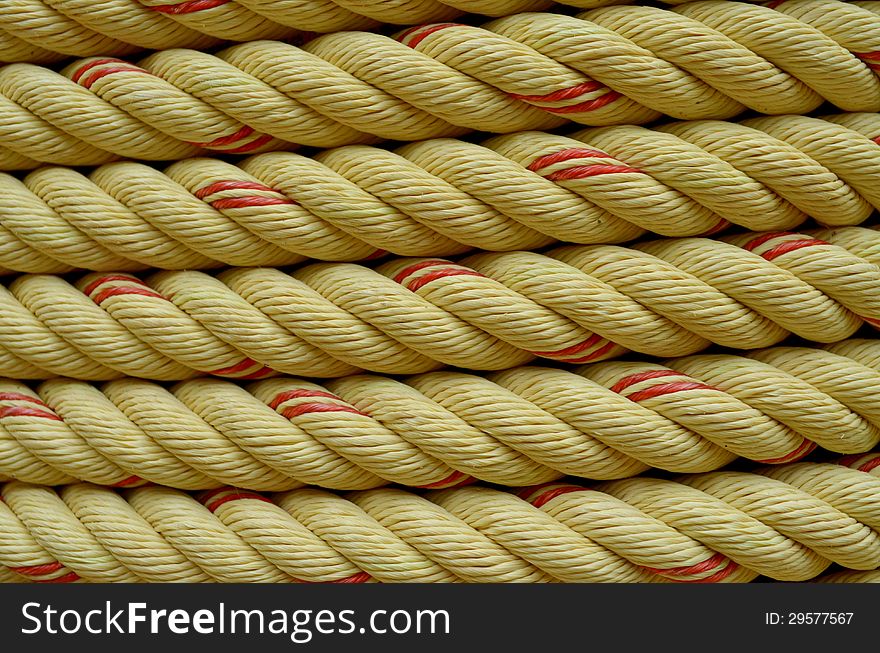 A Rope close-up photos show Detail of a rope