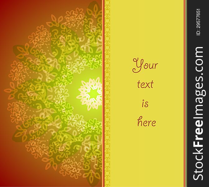 Abstract red-yellowfloral frame. Abstract red-yellowfloral frame