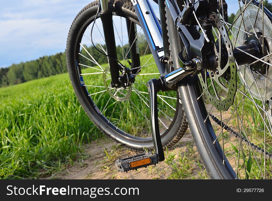 Mountain bike in countryside. Shallow depth of field.
