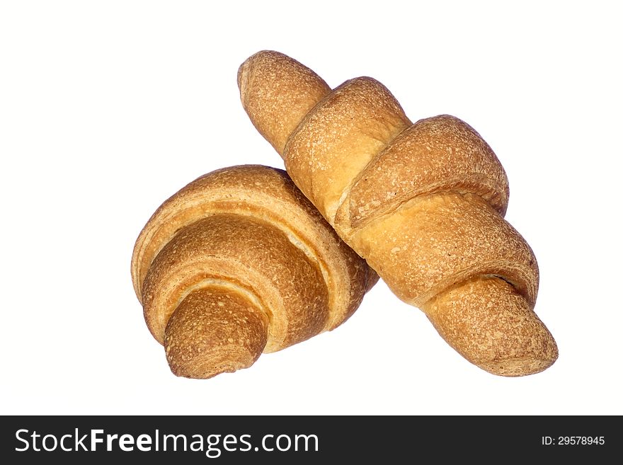 Croissants, confectionery product of dough, isolated on white background