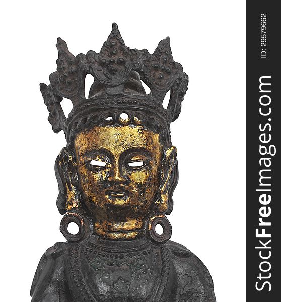 Oriental Metal Mask Figure Isolated.