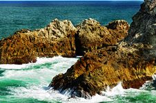 Rough Sea Surf Waves Crashing On Cliff Rocks Royalty Free Stock Image Rough Sea Surf Waves Crashing On Cliff Rocks Royalty Free Stock Image