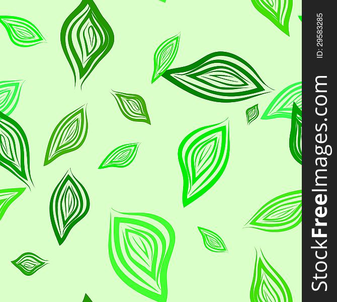 Abstract seamless pattern with green leaves at light green background. Pattern can be used as wallpaper, web page background, textile design etc. Abstract seamless pattern with green leaves at light green background. Pattern can be used as wallpaper, web page background, textile design etc