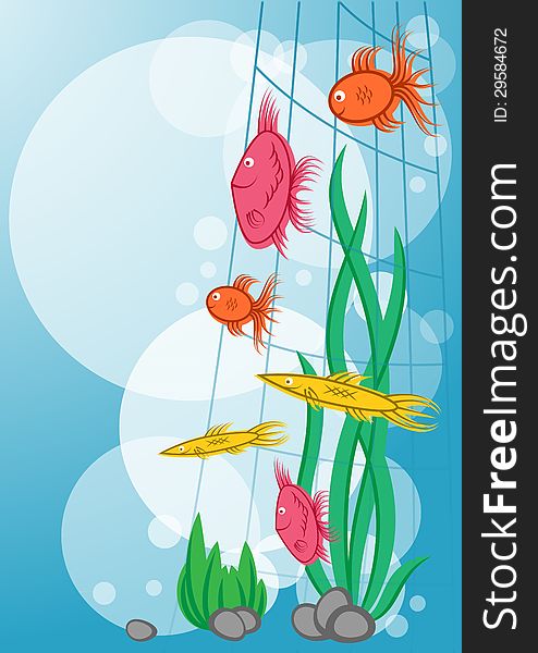 Background with floating marine fishes