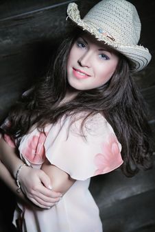 Woman With Cowboy Hat Stock Image