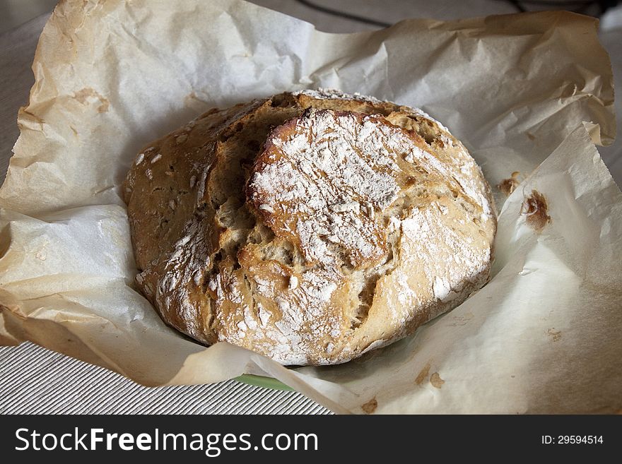 Home made freshly backed bread with crispy crust. Home made freshly backed bread with crispy crust