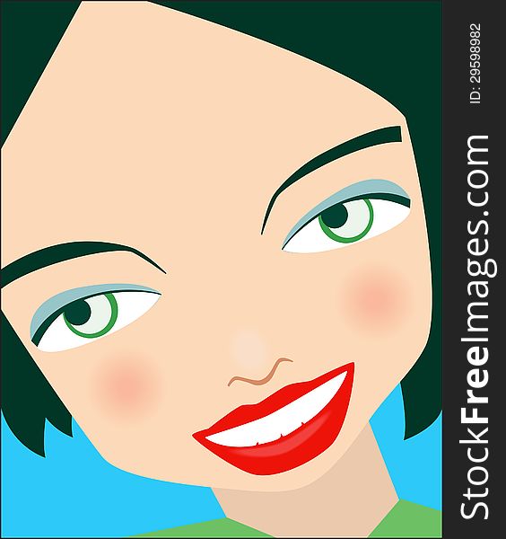Illustration of the face of a young girl smiling. Illustration of the face of a young girl smiling.