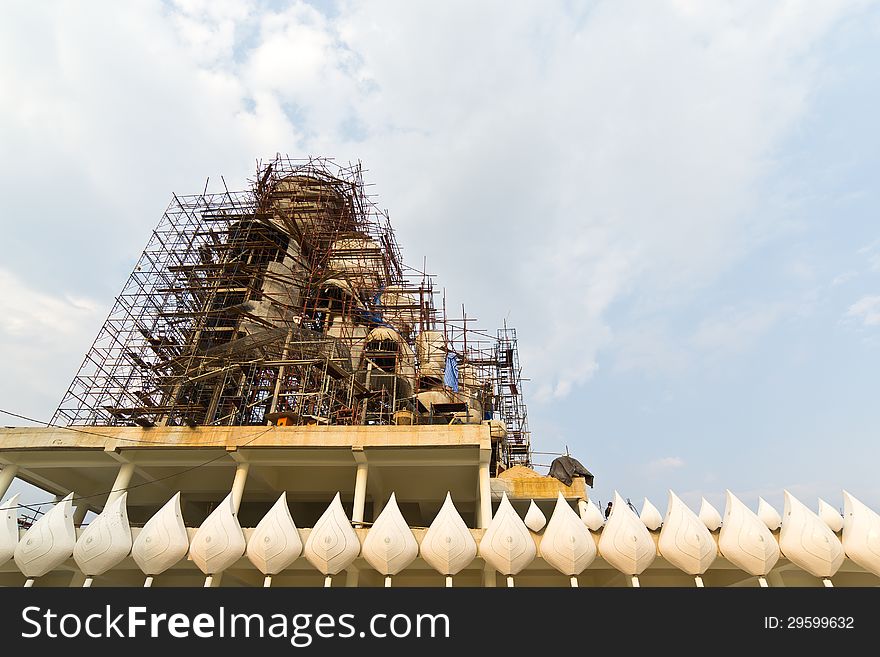 Buddha statue construction in Thailand. Buddha statue construction in Thailand.