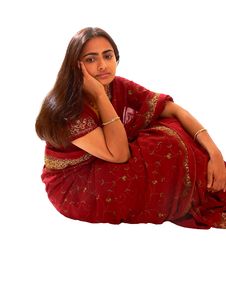 Indian Lady In Red Dress. Royalty Free Stock Photo