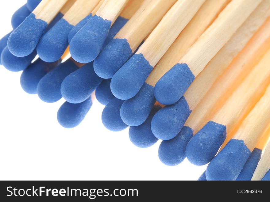 Macro of blue matches on light box