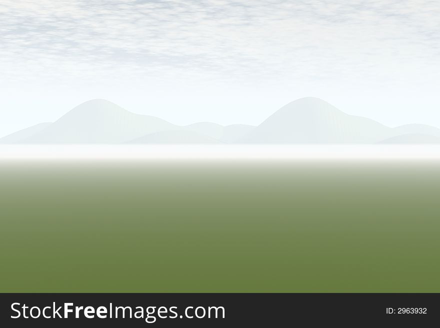 A 3D render of a landscape
