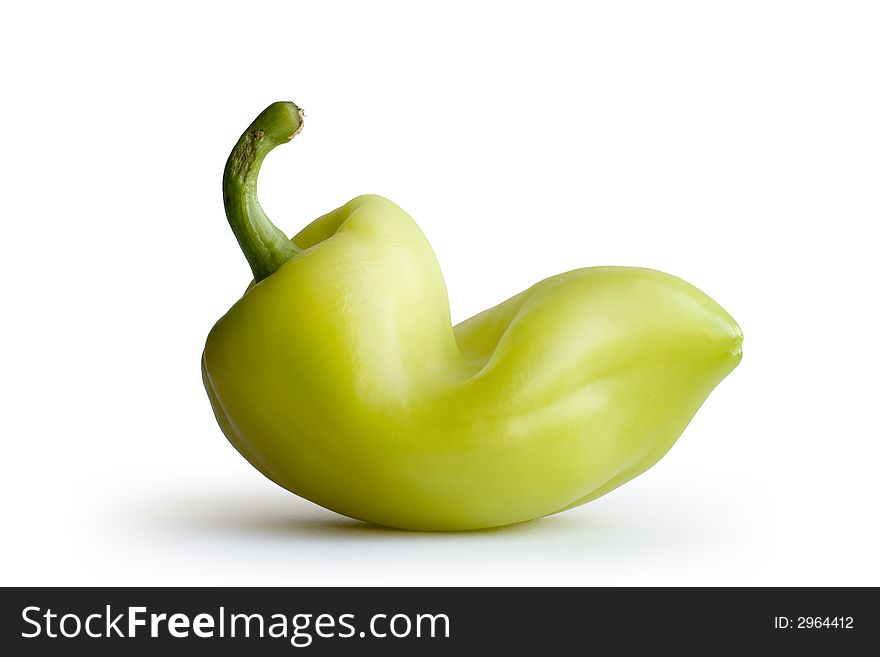 Bulgarian green pepper on white background