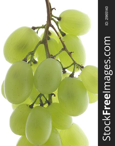 Green grape cluster on white background