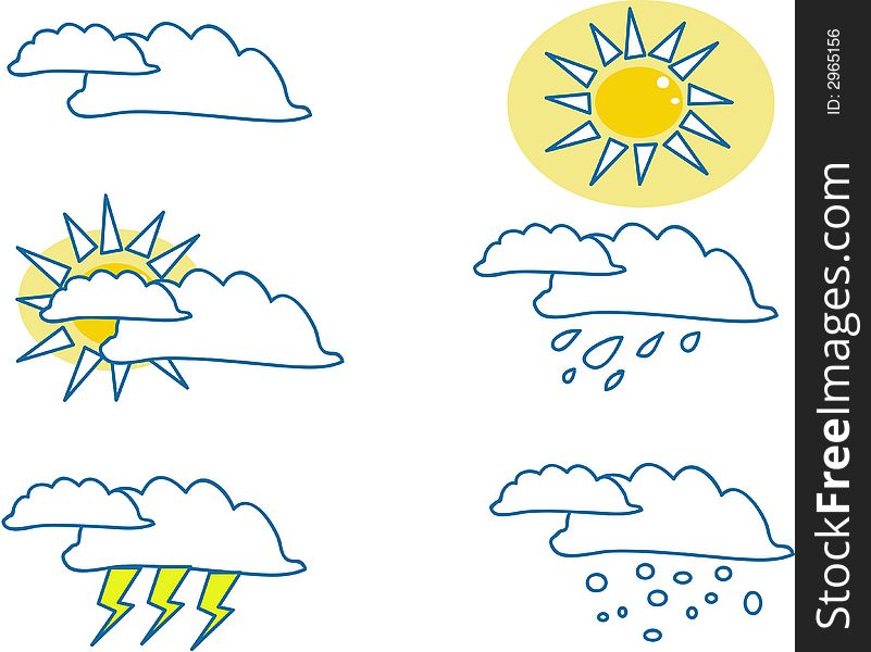 Weather icons for all seasons on white background