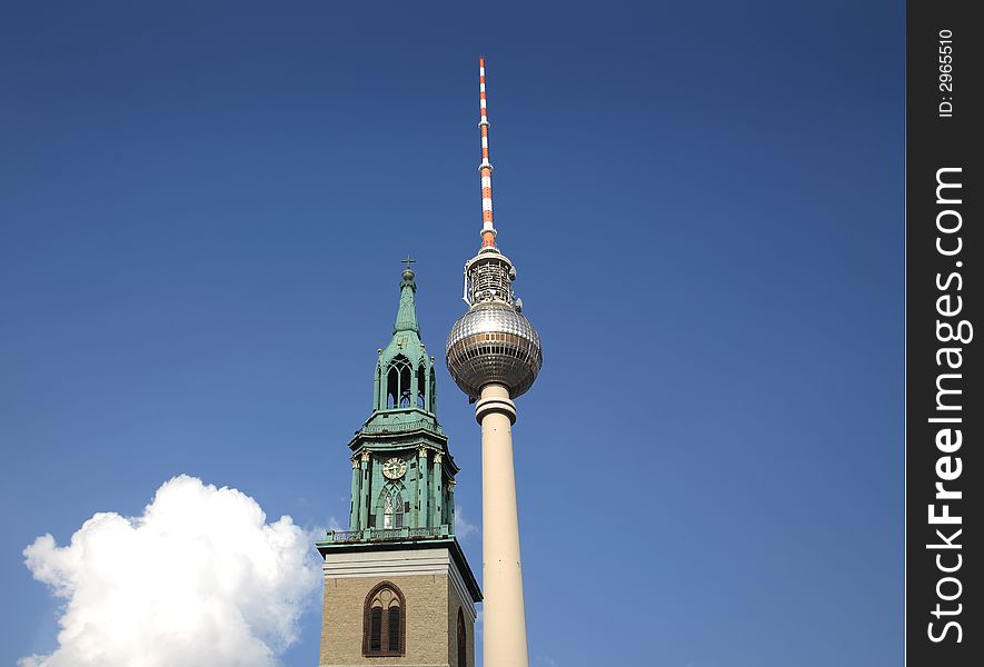 Berlin TV Tower with Marienkirche