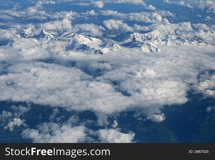 Alps from the plane, Jungfrau, Eiger. Alps from the plane, Jungfrau, Eiger