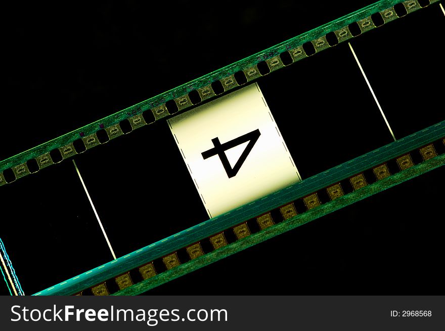 Motion picture header with number 4 on black background. Motion picture header with number 4 on black background