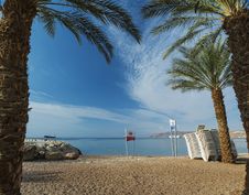 Sandy Beach Of Eilat After Storm, Israel Stock Image Sandy Beach Of Eilat After Storm, Israel Stock Image