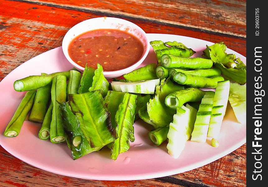 Vegetable with spicy Thai sauce. Vegetable with spicy Thai sauce