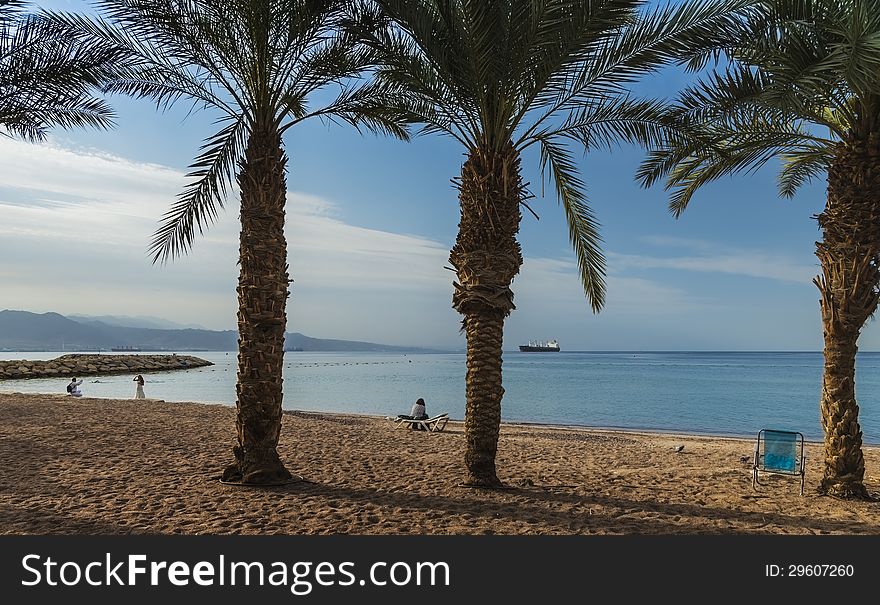 Sandy beach of Eilat, Israel